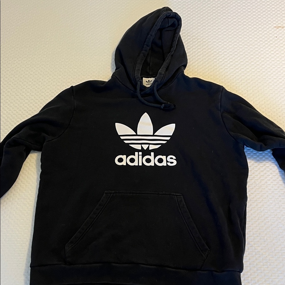 Adidas Men's Black Hoodie with White Logo